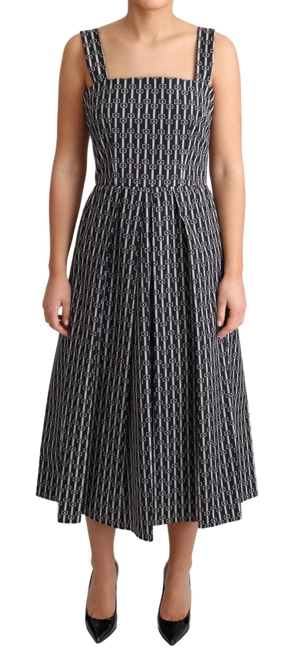 Robe trapèze en coton à motifs noirs et blancs Dolce &amp; Gabbana