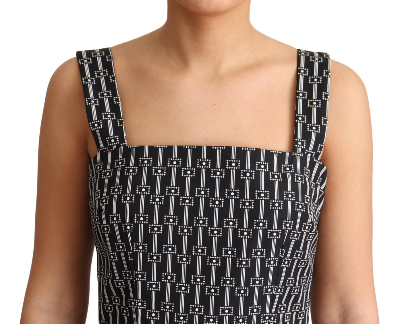 Robe trapèze en coton à motifs noirs et blancs Dolce &amp; Gabbana