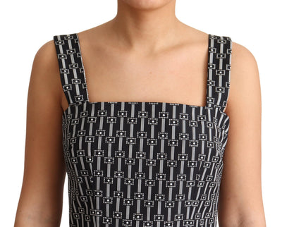 Robe trapèze en coton à motifs noirs et blancs Dolce &amp; Gabbana