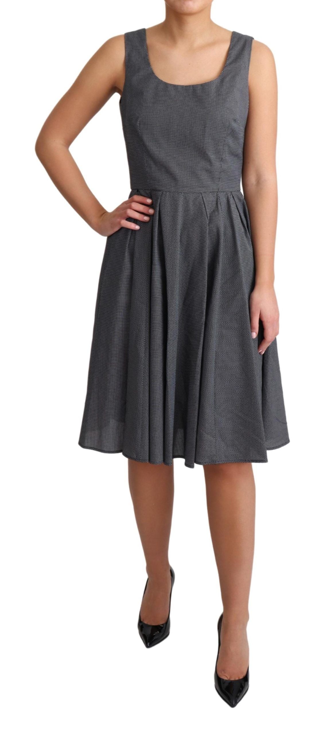 Robe trapèze en coton noir à pois Dolce &amp; Gabbana