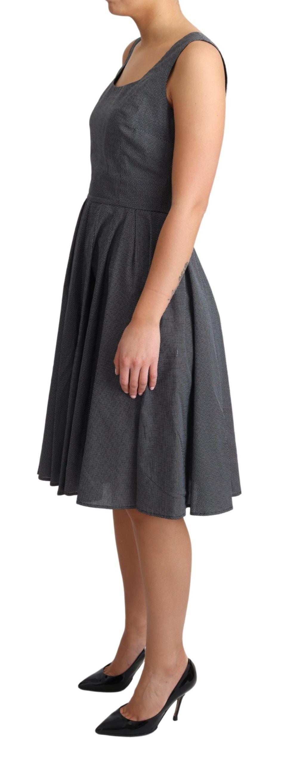 Robe trapèze en coton noir à pois Dolce &amp; Gabbana