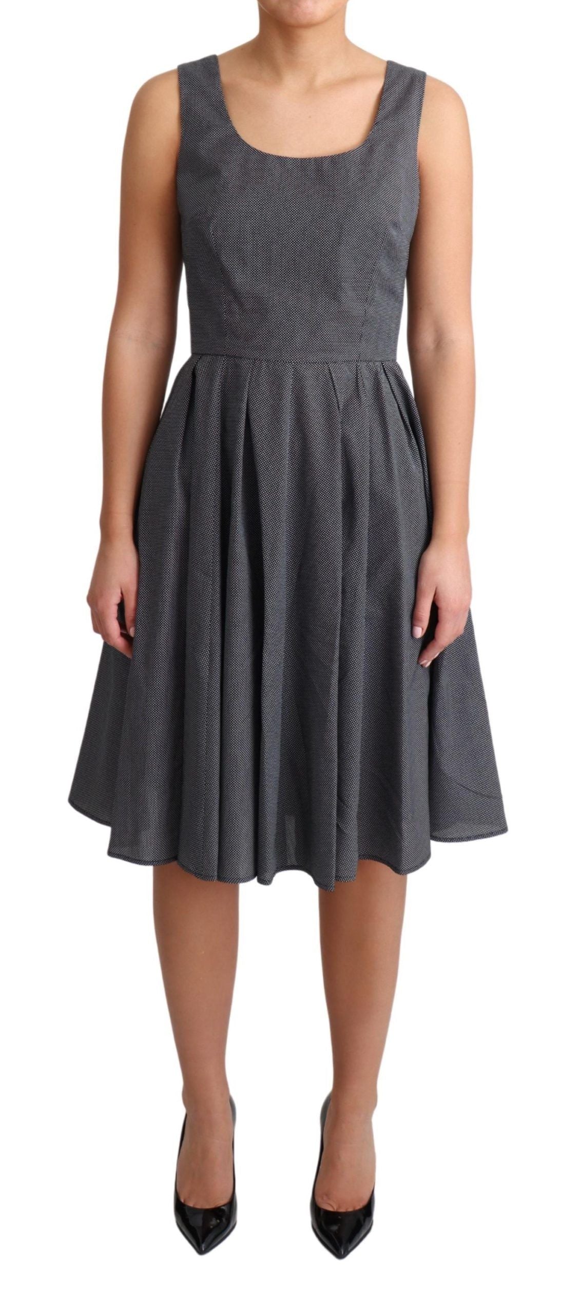 Robe trapèze en coton noir à pois Dolce &amp; Gabbana