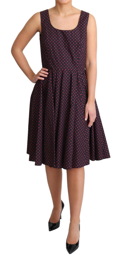Robe trapèze en coton à pois rouges et bleus Dolce &amp; Gabbana