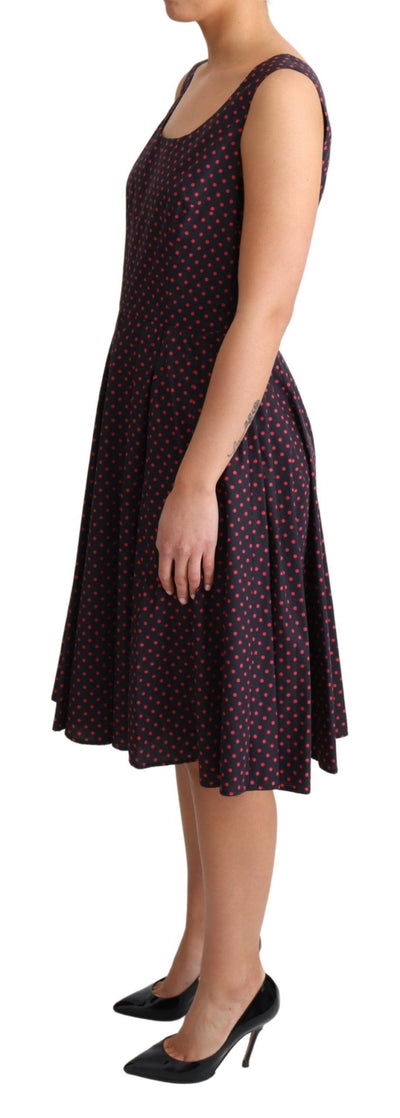 Robe trapèze en coton à pois rouges et bleus Dolce &amp; Gabbana