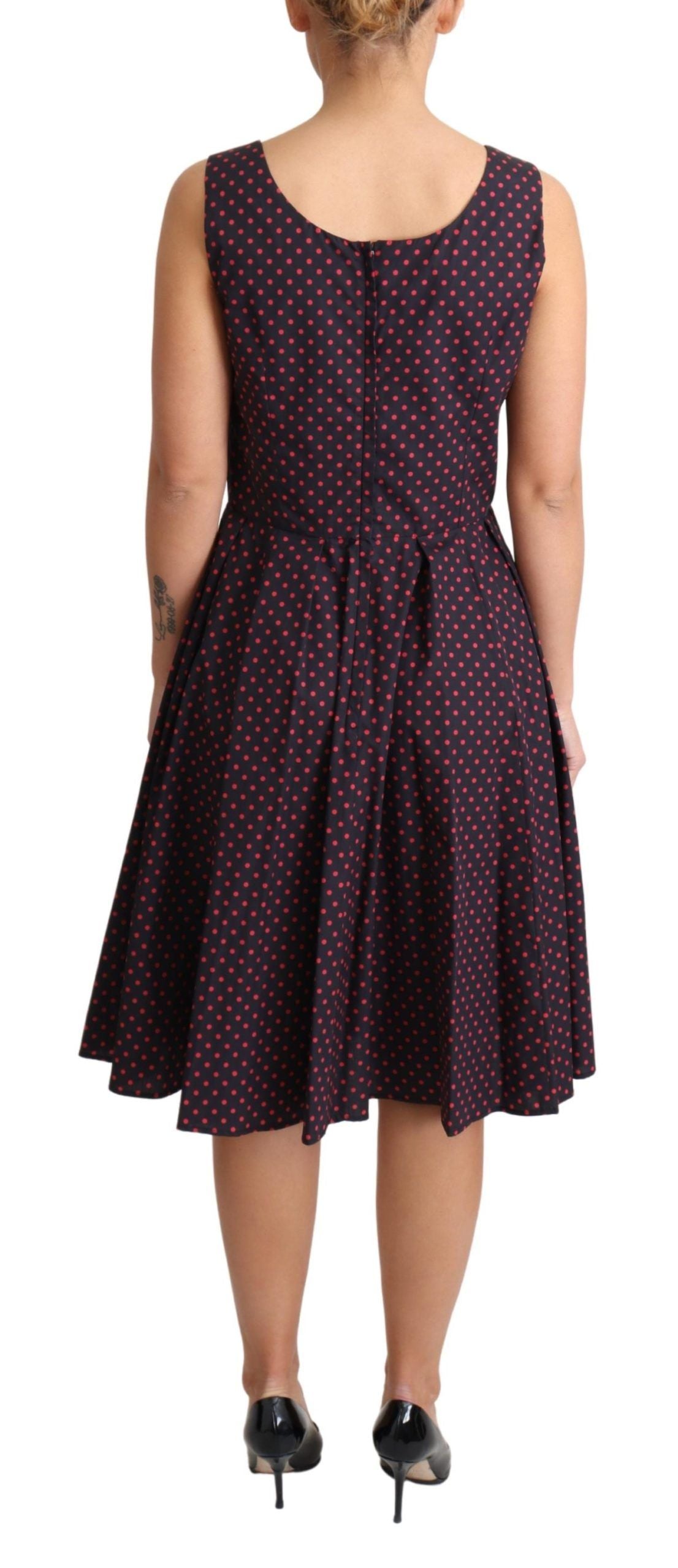 Robe trapèze en coton à pois rouges et bleus Dolce &amp; Gabbana