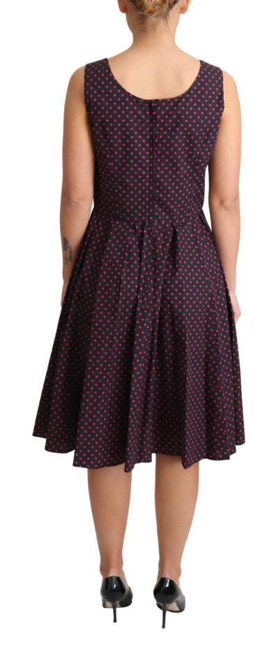 Robe trapèze en coton à pois rouges et bleus Dolce &amp; Gabbana