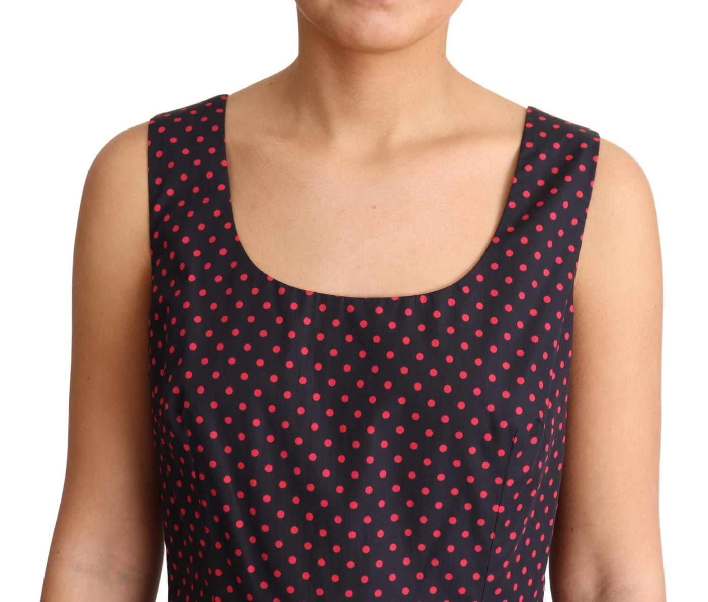 Robe trapèze en coton à pois rouges et bleus Dolce &amp; Gabbana