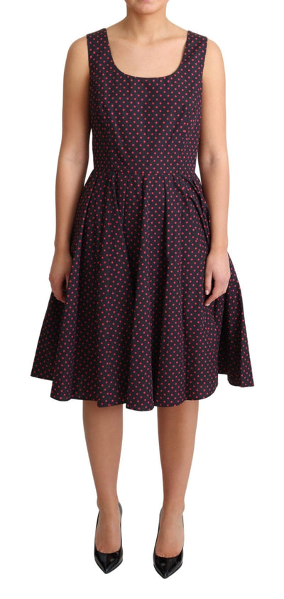Robe trapèze en coton à pois rouges et bleus Dolce &amp; Gabbana