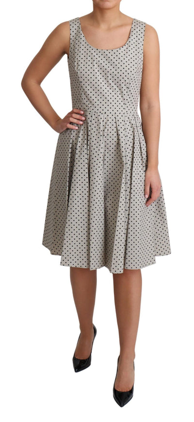 Robe trapèze en coton beige à pois Dolce &amp; Gabbana