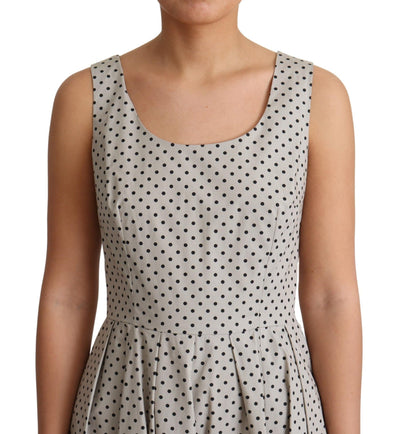 Robe trapèze en coton beige à pois Dolce &amp; Gabbana