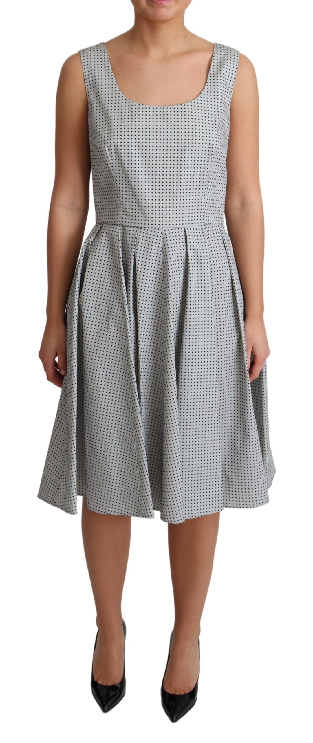 Robe trapèze en coton gris à pois Dolce &amp; Gabbana