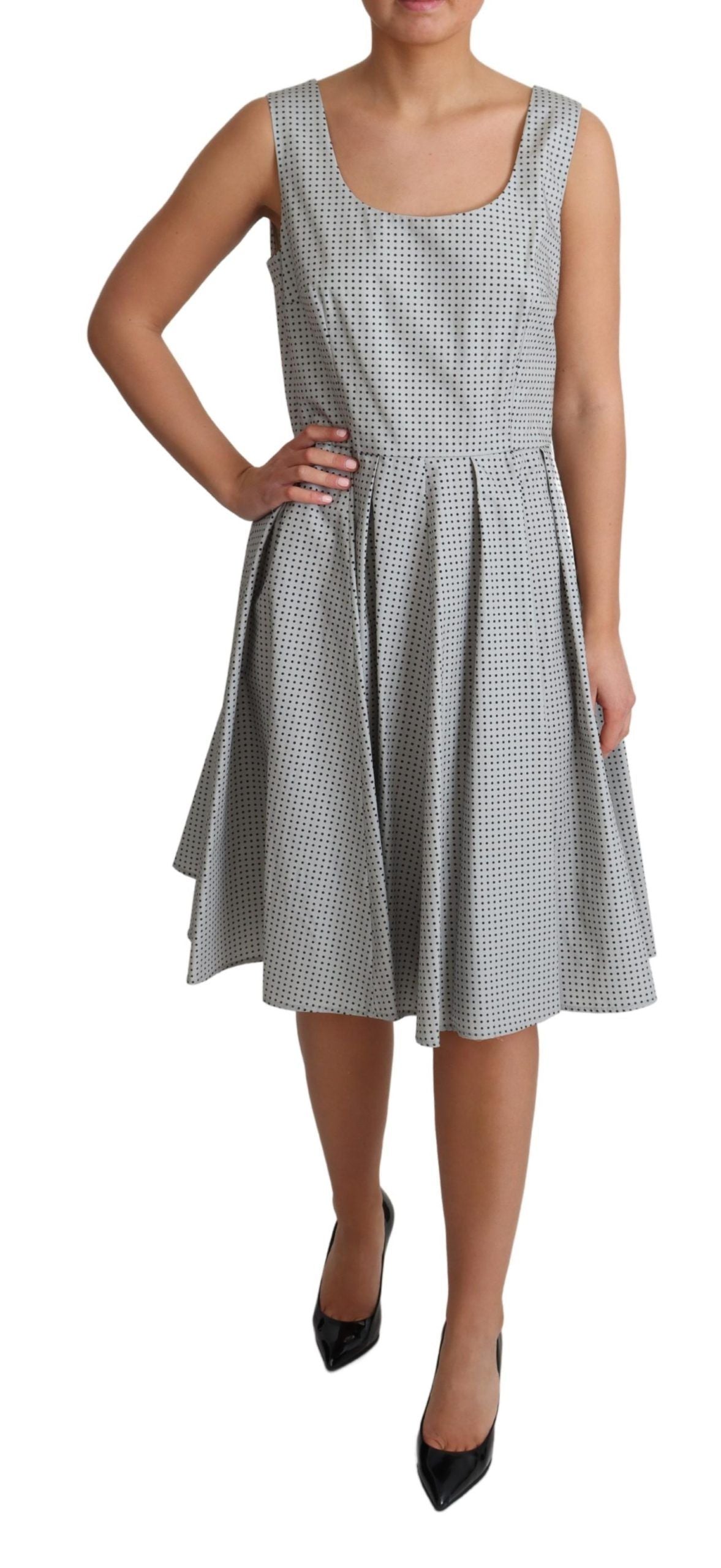 Robe trapèze en coton gris à pois Dolce &amp; Gabbana