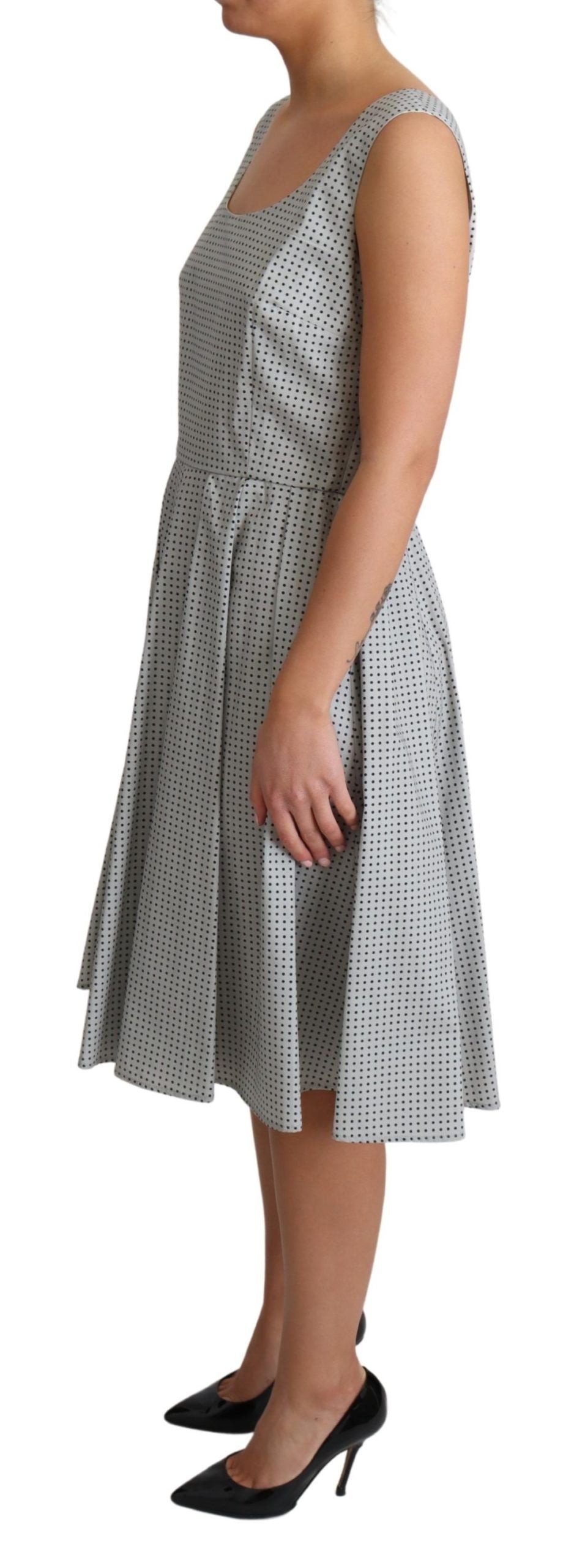 Robe trapèze en coton gris à pois Dolce &amp; Gabbana