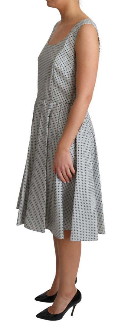 Robe trapèze en coton gris à pois Dolce &amp; Gabbana