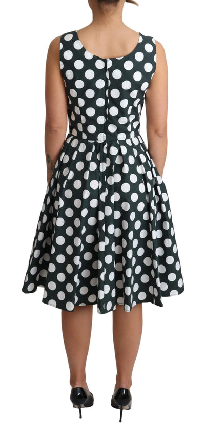 Robe trapèze en coton à pois verts Dolce &amp; Gabbana