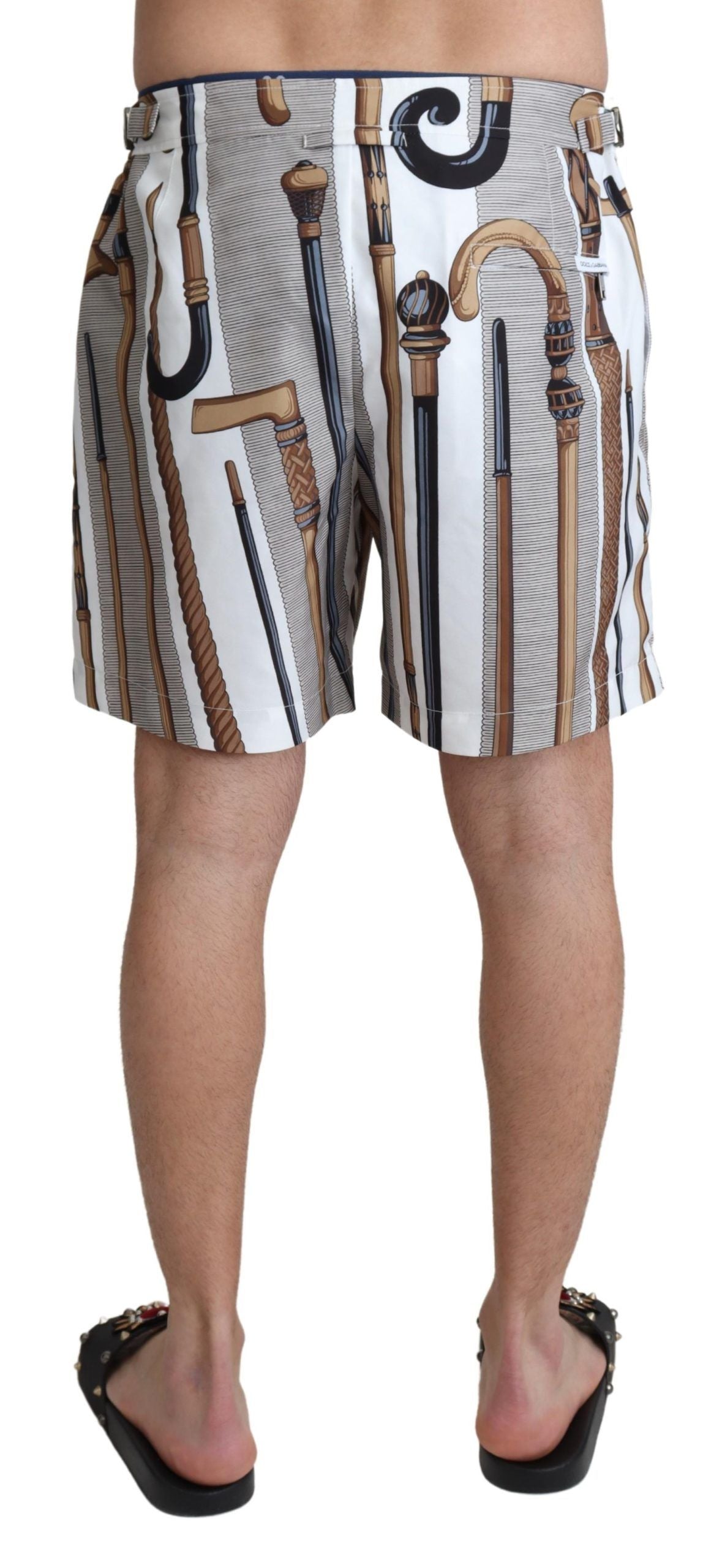 Short de bain blanc Dolce &amp; Gabbana Walking Stick Beachwear