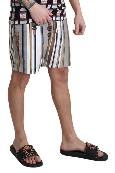 Short de bain blanc Dolce &amp; Gabbana Walking Stick Beachwear
