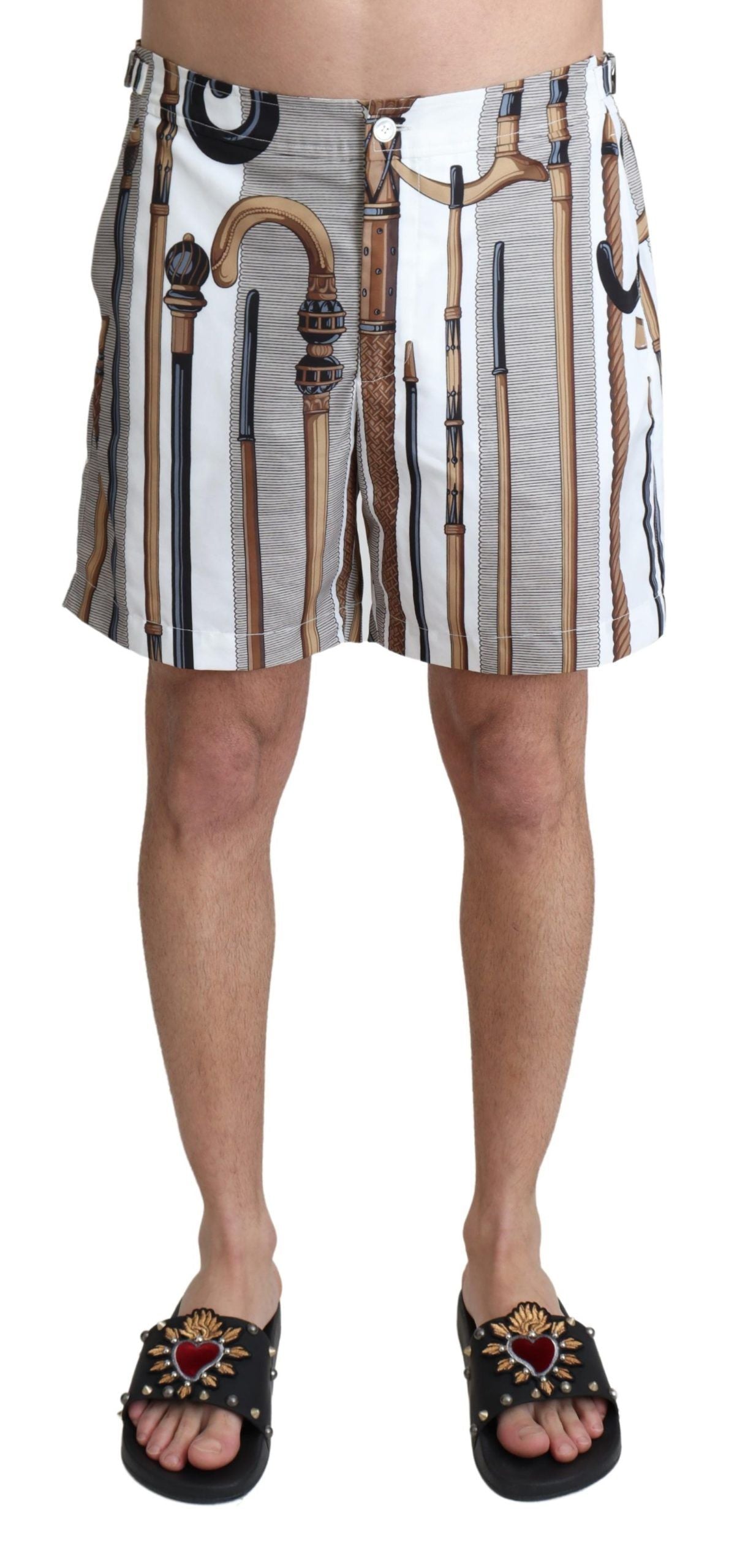 Short de bain blanc Dolce &amp; Gabbana Walking Stick Beachwear
