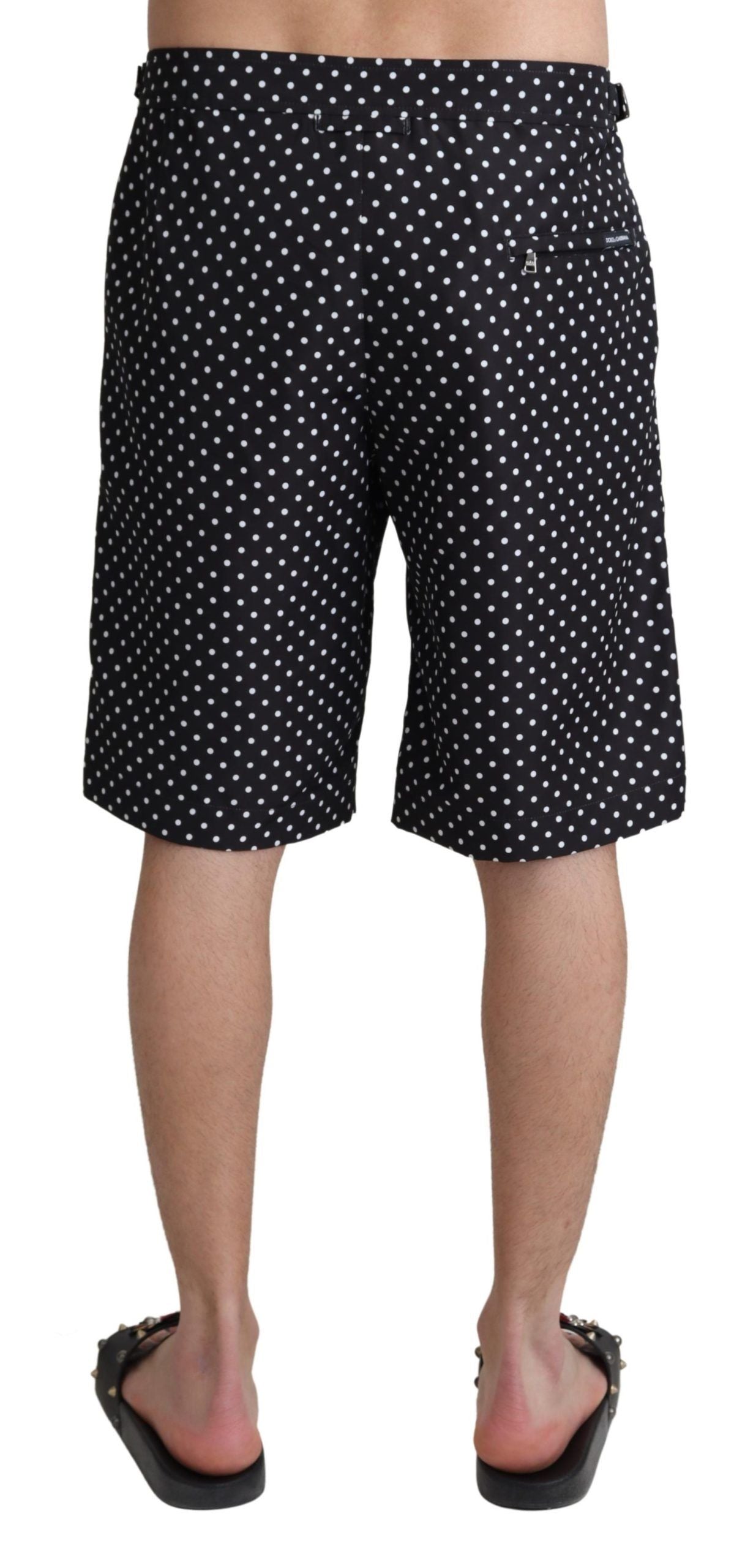 Dolce &amp; Gabbana Zwarte Polka Dots Strandkleding Shorts Badmode