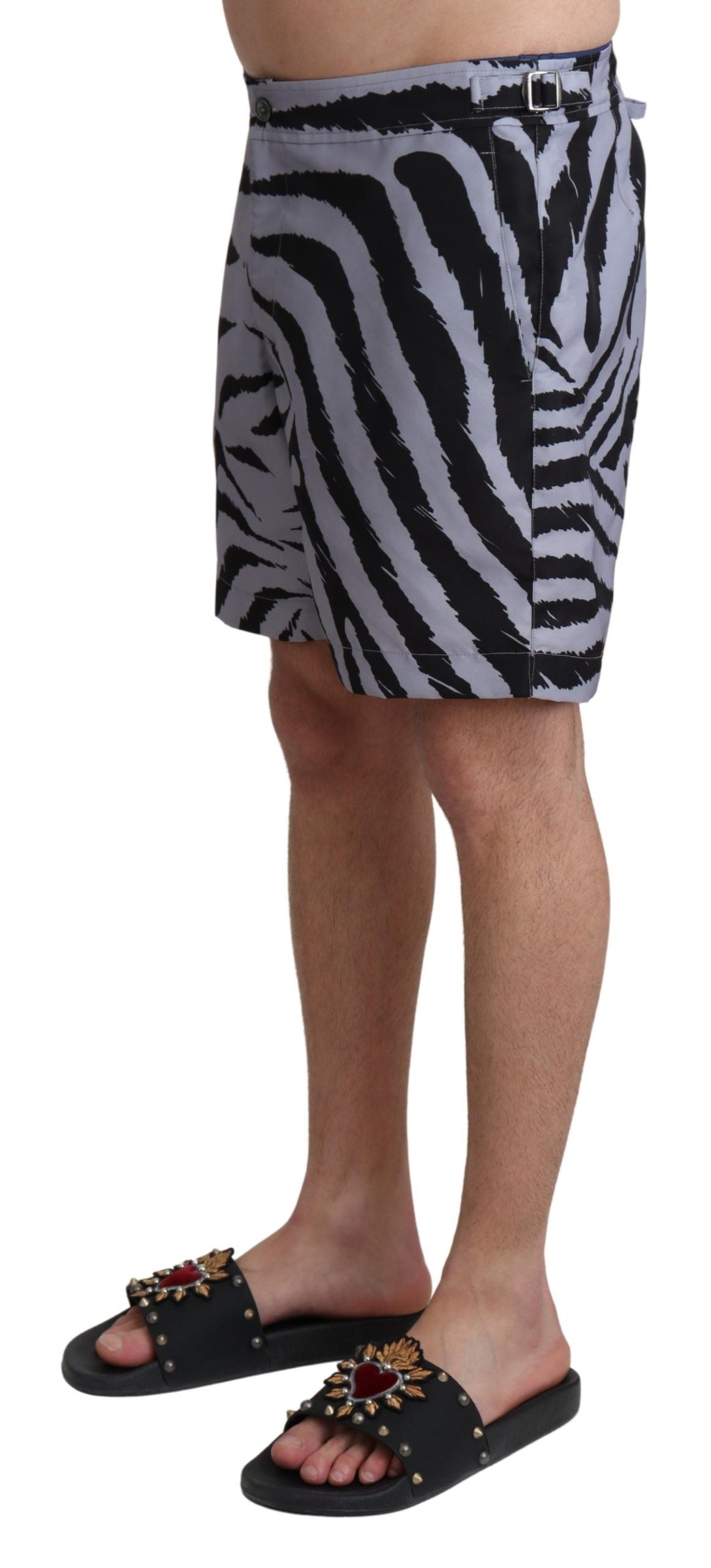 Short de plage gris à imprimé zèbre Dolce &amp; Gabbana