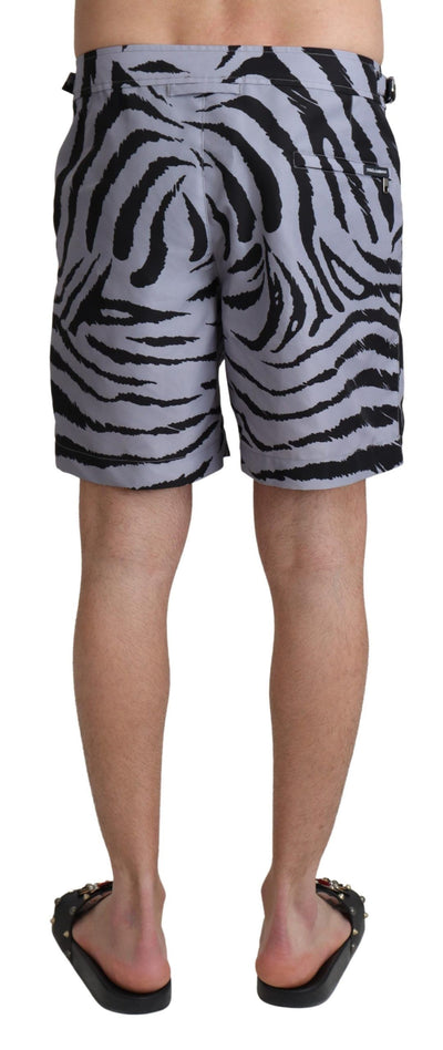 Short de plage gris à imprimé zèbre Dolce &amp; Gabbana