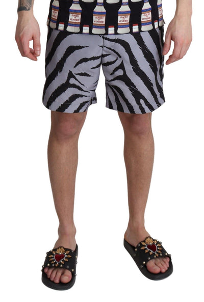 Short de plage gris à imprimé zèbre Dolce &amp; Gabbana