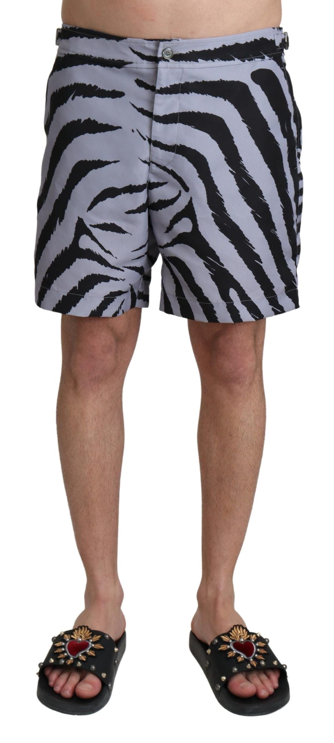 Short de plage gris à imprimé zèbre Dolce &amp; Gabbana