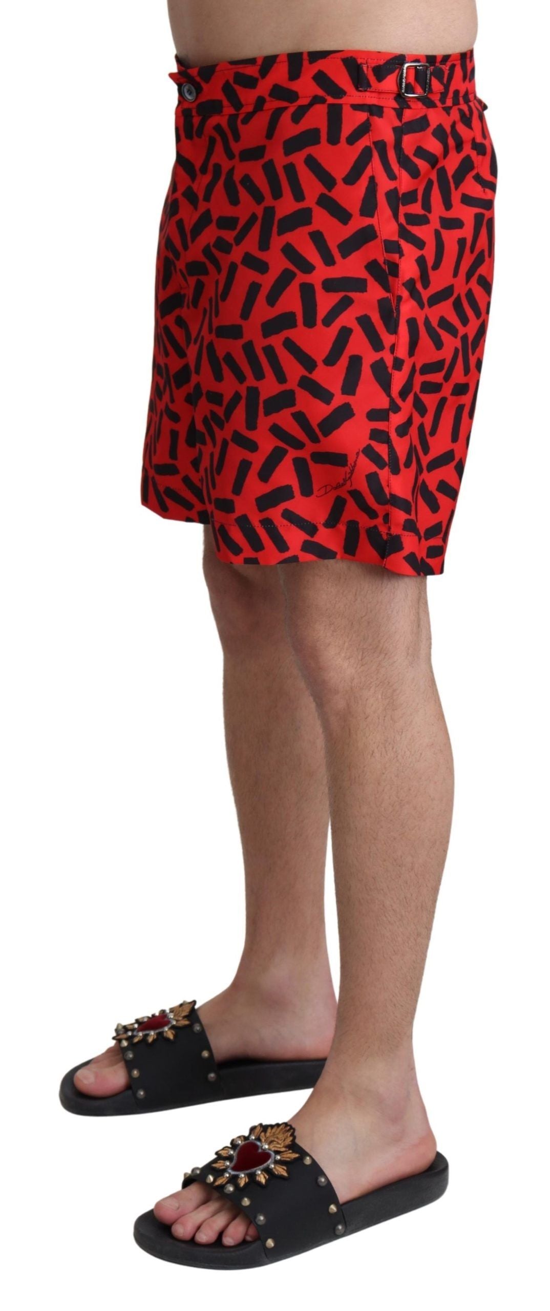Dolce &amp; Gabbana Rode Gestreepte Strandkleding Shorts Badmode