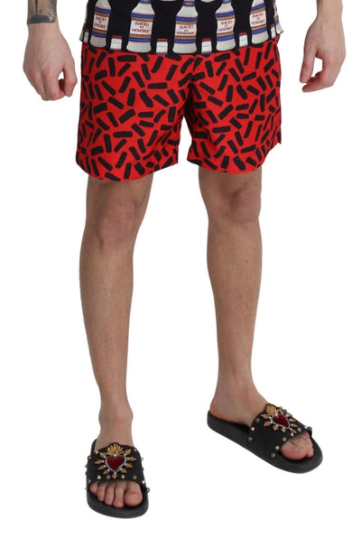 Dolce &amp; Gabbana Rode Gestreepte Strandkleding Shorts Badmode