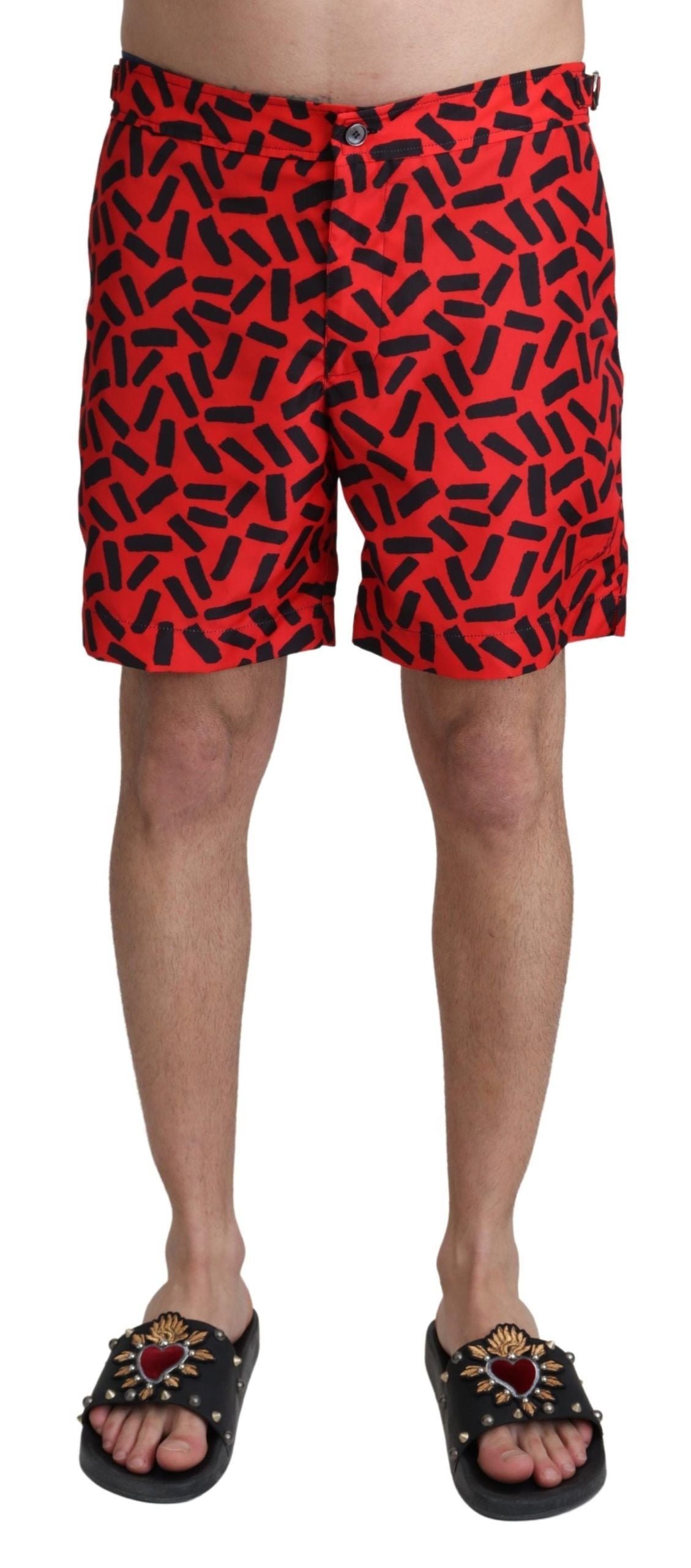 Dolce &amp; Gabbana Rode Gestreepte Strandkleding Shorts Badmode