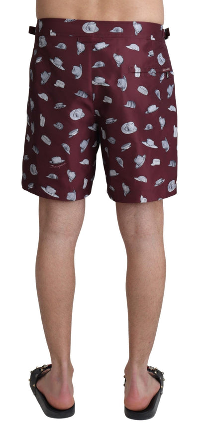 Dolce &amp; Gabbana Bordeaux Chapeaux Imprimé Maillots de bain Shorts Maillots de bain