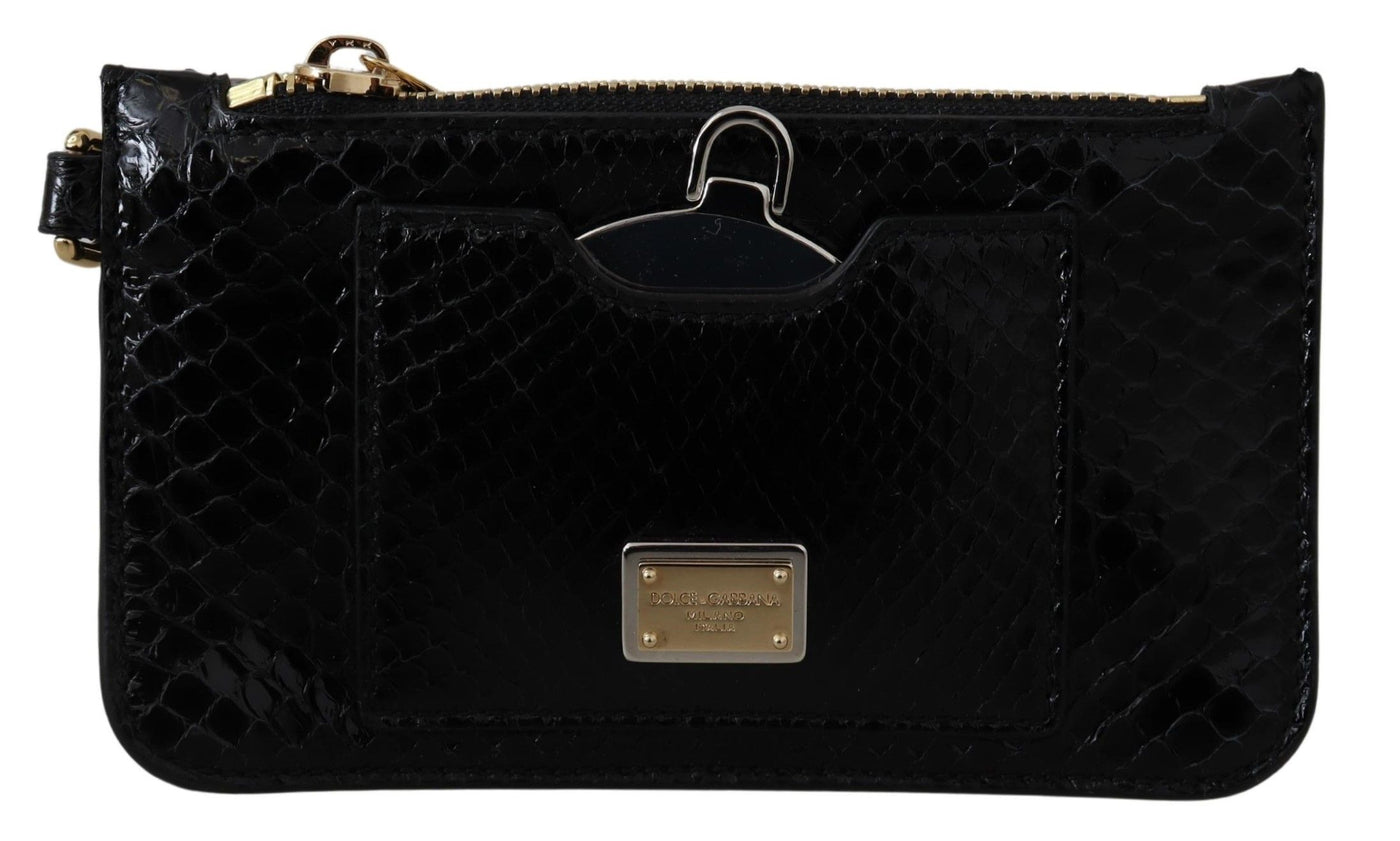 Dolce &amp; Gabbana Zwarte Leren Portemonnee Polsbandje Mirror Agnese Portemonnee