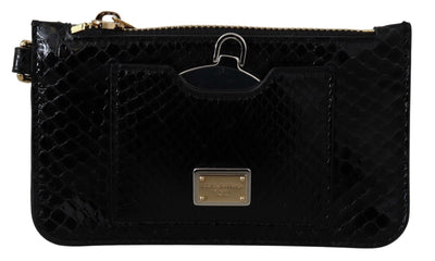 Dolce &amp; Gabbana Zwarte Leren Portemonnee Polsbandje Mirror Agnese Portemonnee