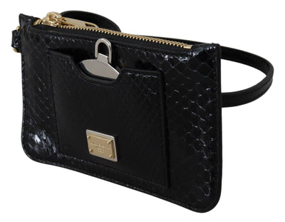 Dolce &amp; Gabbana Zwarte Leren Portemonnee Polsbandje Mirror Agnese Portemonnee