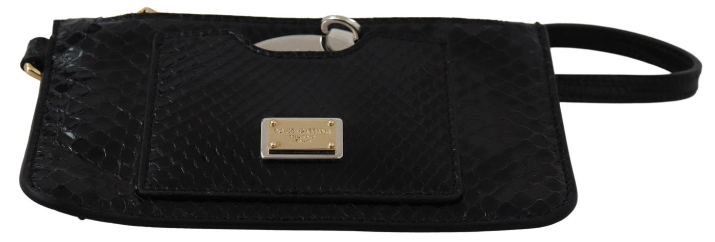 Dolce &amp; Gabbana Zwarte Leren Portemonnee Polsbandje Mirror Agnese Portemonnee