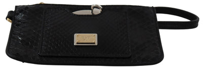 Dolce &amp; Gabbana Zwarte Leren Portemonnee Polsbandje Mirror Agnese Portemonnee