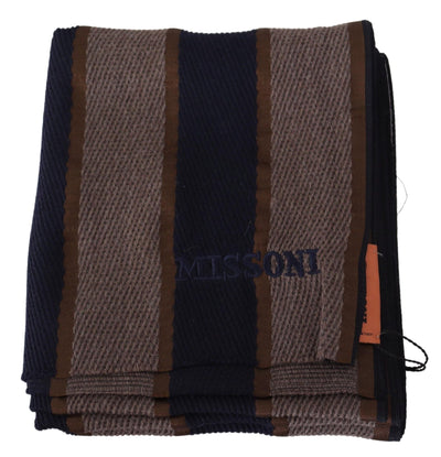 Écharpe châle unisexe rayée en laine marron Missoni