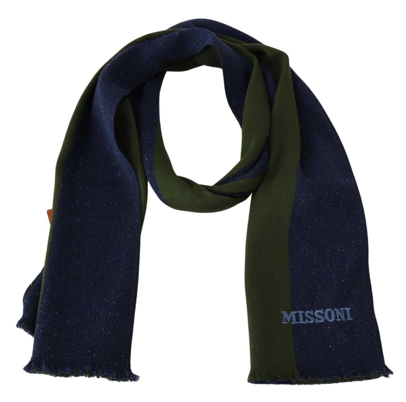 Châle unisexe en laine à rayures vertes Missoni bleu