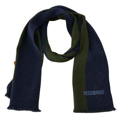 Châle unisexe en laine à rayures vertes Missoni bleu
