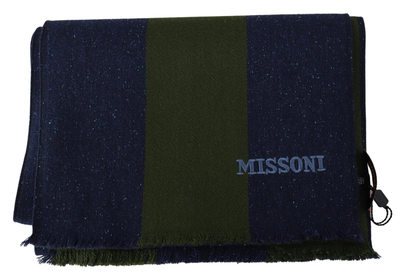 Châle unisexe en laine à rayures vertes Missoni bleu
