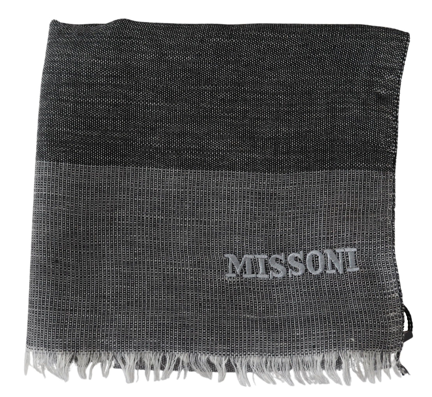 Écharpe unisexe à franges en laine rayée grise Missoni