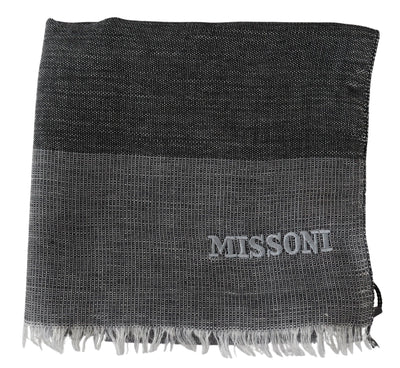 Écharpe unisexe à franges en laine rayée grise Missoni