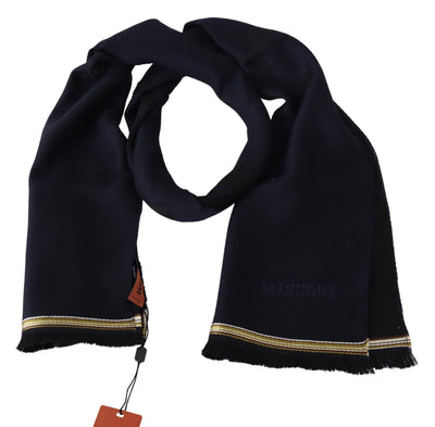 Écharpe unisexe noire à franges Missoni 100 % laine