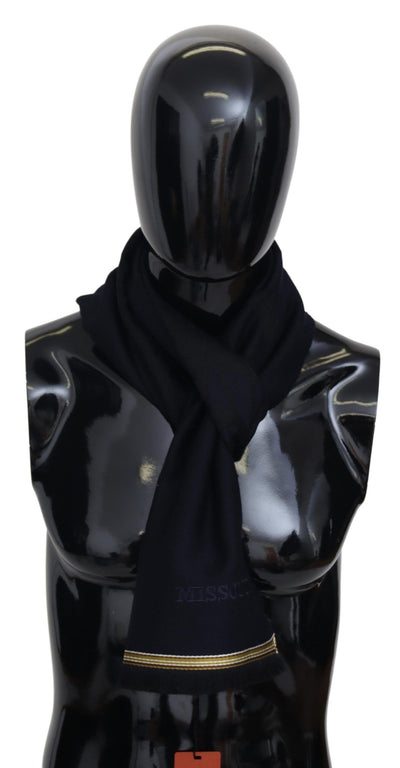 Écharpe unisexe noire à franges Missoni 100 % laine