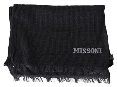 Écharpe unisexe en tricot de laine noire Missoni
