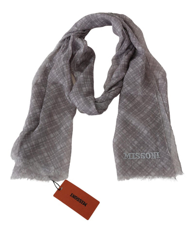 Écharpe unisexe en laine à carreaux gris Missoni