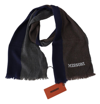 Écharpe unisexe en laine à rayures multicolores Missoni à franges