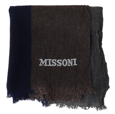 Écharpe unisexe en laine à rayures multicolores Missoni à franges