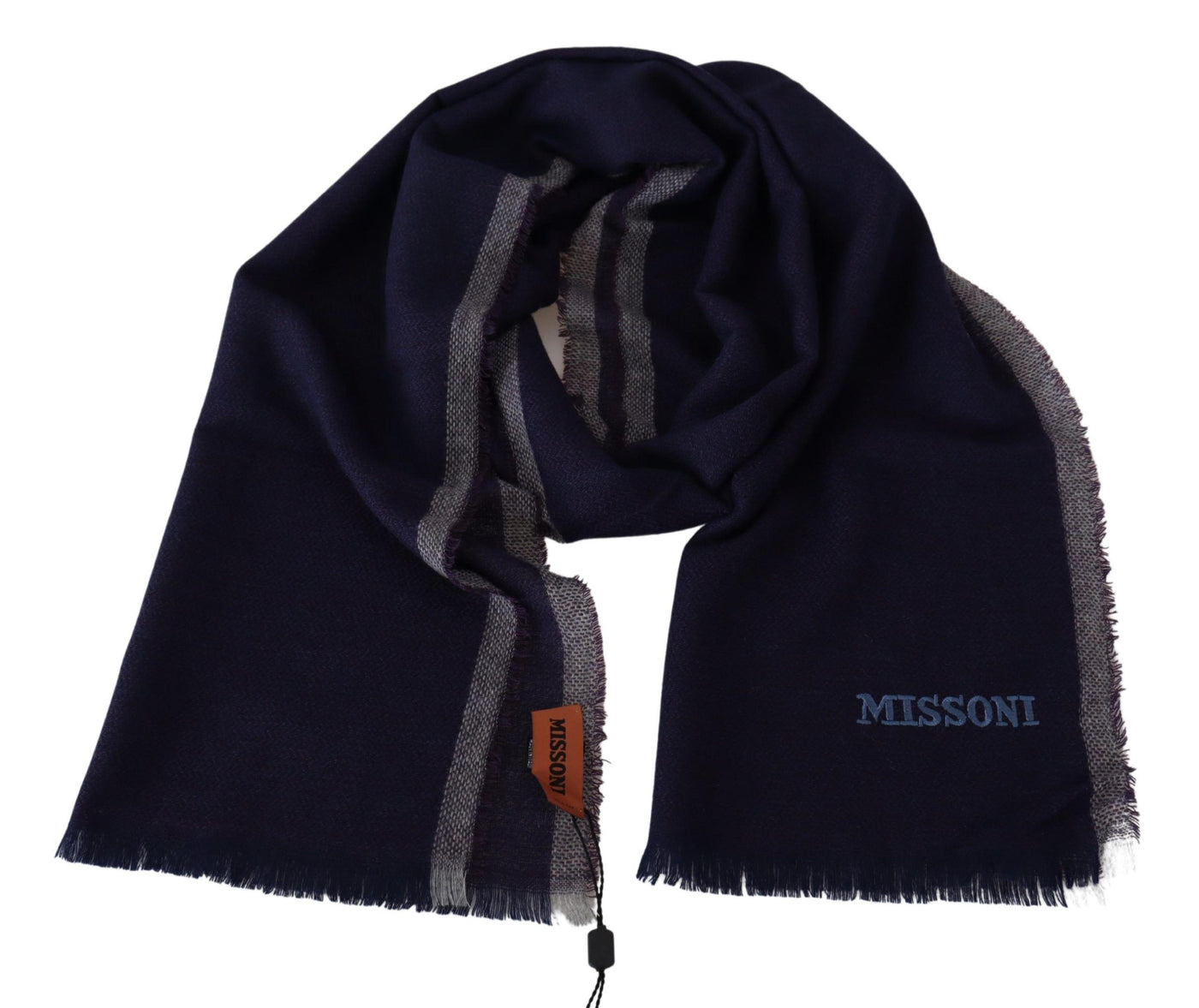 Écharpe unisexe en laine à rayures multicolores Missoni à franges