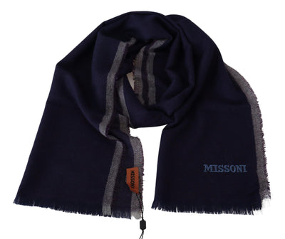 Écharpe unisexe en laine à rayures multicolores Missoni à franges